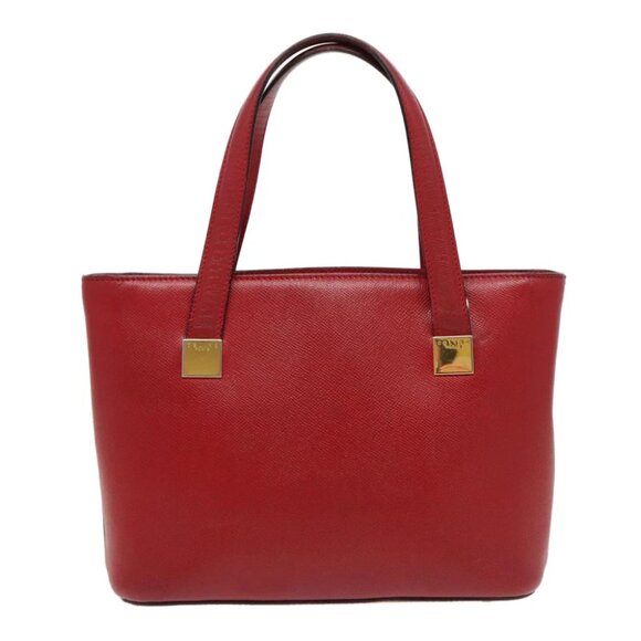 CELINE Hand Bag Leather 2way Red Gold - Picture 3 of 16